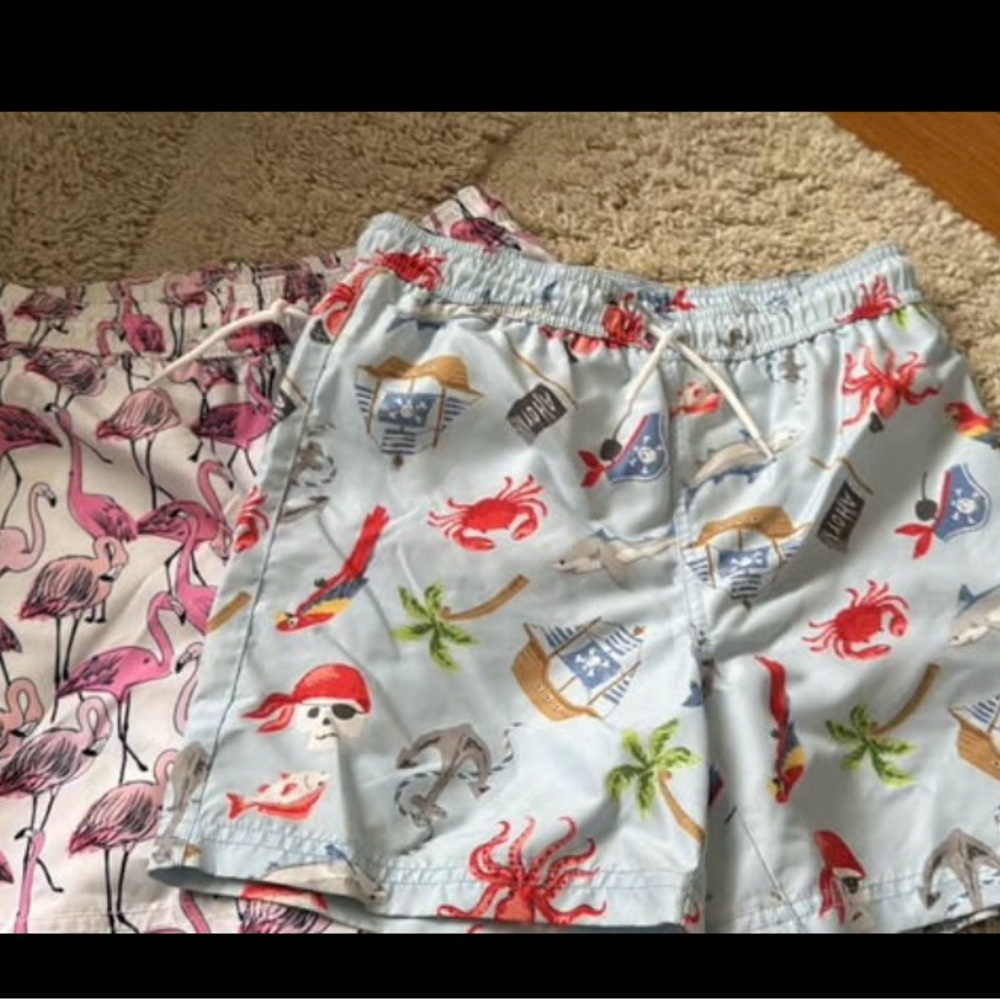 Janie and Jack Blue and Pink Kids Swim Trunks